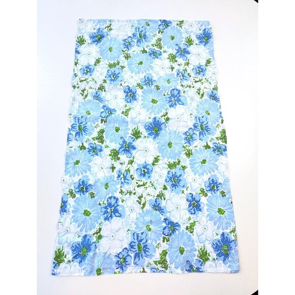 Vintage 70s single pillowcase, blue white green flower power, Sears Canada - Picture 2 of 9